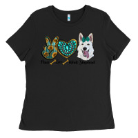 Black peace love white Sepherd Ladies Tee - BarkalooDesign