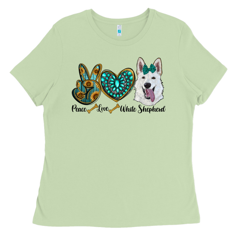 Peace Love White Sepherd Ladies Tee by BarkalooDesign | Teevron