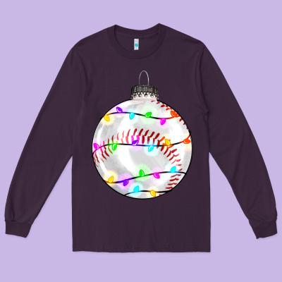 Christmas Baseball Long Sleeve Tee Designed By Ranaportraitstore