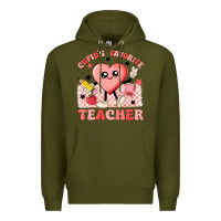 Army Green cupid's favorite teacher Premium Hoodie - MaliasSmallBusiness