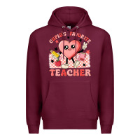 Burgundy cupid's favorite teacher Premium Hoodie - MaliasSmallBusiness
