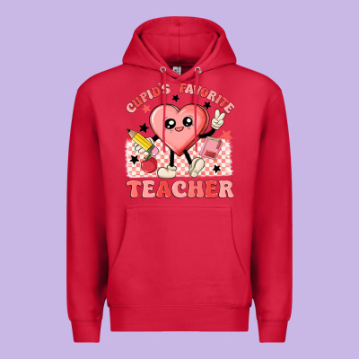 Cupid's Favorite Teacher Premium Hoodie Designed By Maliassmallbusiness