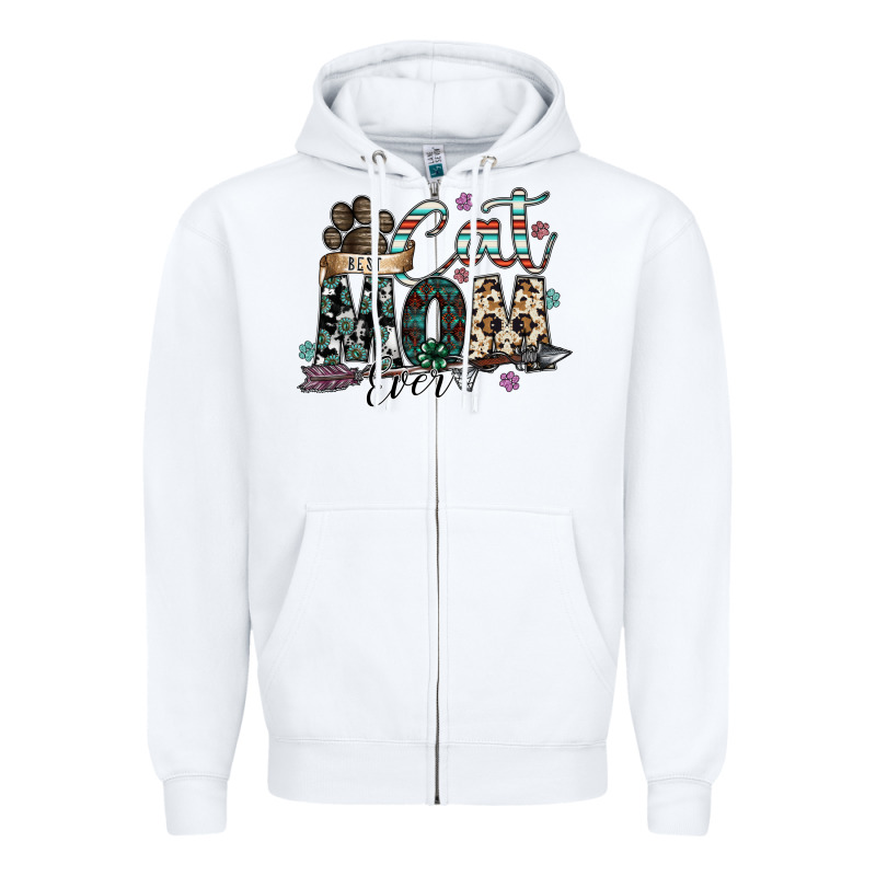 Best Cat Mom Ever Zipper Hoodie by SublimationCraftShop | Teevron