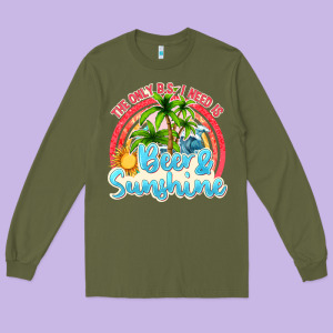 Beer And Sunshine Long Sleeve Tee Designed By Texasbilliewilder