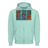 Seafoam 4th of july stars skinny metal can holder Zipper Hoodie - HRA Design Shop