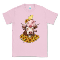 Bubblegum Pink cow with pig and chick Classic Tee - RanaPortraitStore