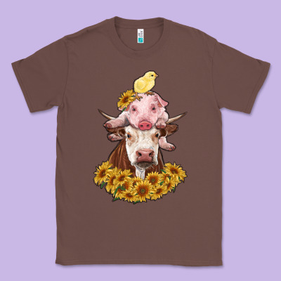 Cow With Pig And Chick Classic Tee Designed By Ranaportraitstore