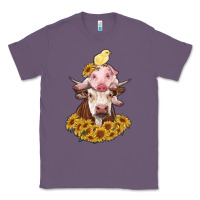 Lavender cow with pig and chick Classic Tee - RanaPortraitStore
