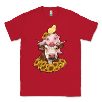 Red cow with pig and chick Classic Tee - RanaPortraitStore