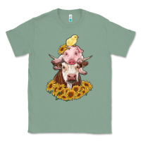 Sage cow with pig and chick Classic Tee - RanaPortraitStore
