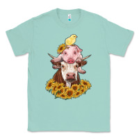 Seafoam cow with pig and chick Classic Tee - RanaPortraitStore