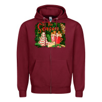 Burgundy tis the season Zipper Hoodie - FaDigitalArtStudio