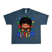 Midnight Navy autism afro man Urban Heavy Tee - texasbilliewilder