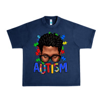 Navy autism afro man Urban Heavy Tee - texasbilliewilder