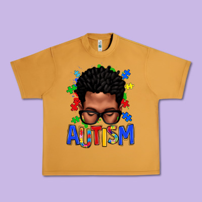 Autism Afro Man Urban Heavy Tee Designed By Texasbilliewilder