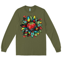 Army Green berry sunflower Long Sleeve Tee - texasbilliewilder