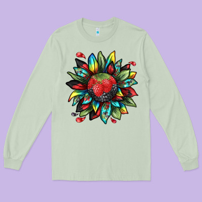 Berry Sunflower Long Sleeve Tee Designed By Texasbilliewilder