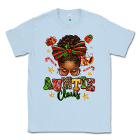 Dusty Blue Auntie Claus Afro Messy Bun Classic Tee - texasbilliewilder