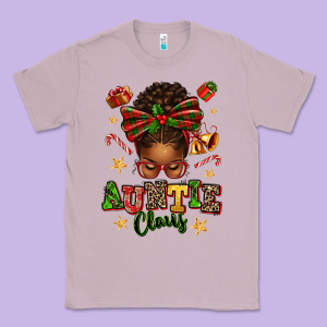 Auntie Claus Afro Messy Bun Classic Tee Designed By Texasbilliewilder
