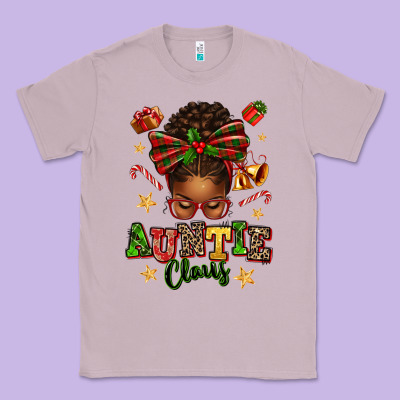 Auntie Claus Afro Messy Bun Classic Tee Designed By Texasbilliewilder