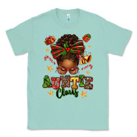 Seafoam Auntie Claus Afro Messy Bun Classic Tee - texasbilliewilder