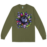 Army Green blueberry sunflower Long Sleeve Tee - texasbilliewilder
