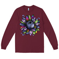 Burgundy blueberry sunflower Long Sleeve Tee - texasbilliewilder