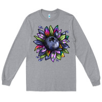Heather Grey blueberry sunflower Long Sleeve Tee - texasbilliewilder