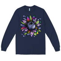 Navy blueberry sunflower Long Sleeve Tee - texasbilliewilder