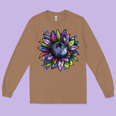 Blueberry Sunflower Long Sleeve Tee Designed By Texasbilliewilder