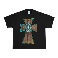 Black Wood Turquoise Gemstone Cross Urban Heavy Tee - RanaPortraitStore
