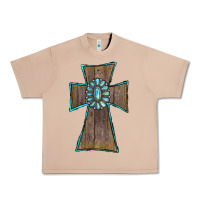 Burro Wood Turquoise Gemstone Cross Urban Heavy Tee - RanaPortraitStore