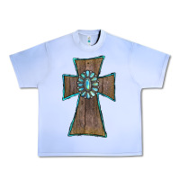 Grape Ice Wood Turquoise Gemstone Cross Urban Heavy Tee - RanaPortraitStore