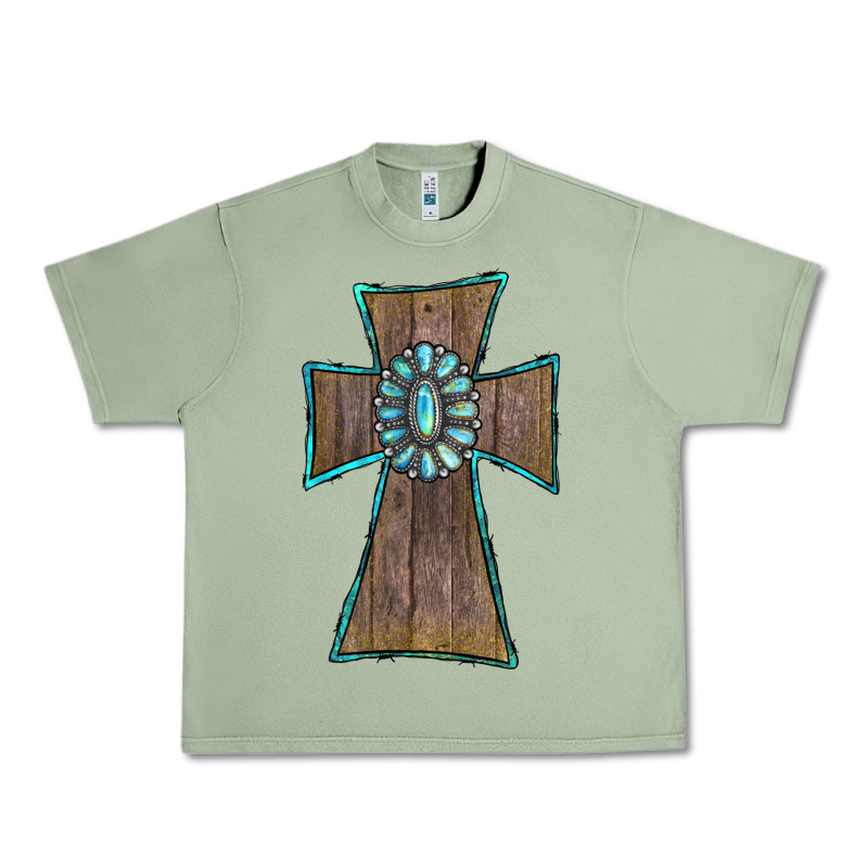 Wood Turquoise Gemstone Cross Urban Heavy Tee by RanaPortraitStore | Teevron