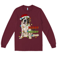 Burgundy merry and bright saint bernard Long Sleeve Tee - RanaPortraitStore