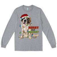 Heather Grey merry and bright saint bernard Long Sleeve Tee - RanaPortraitStore