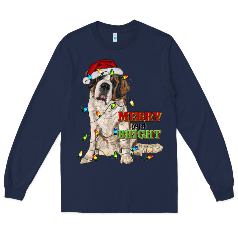 Merry And Bright Saint Bernard Long Sleeve Tee by RanaPortraitStore | Teevron