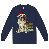 Navy merry and bright saint bernard Long Sleeve Tee - RanaPortraitStore
