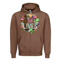 Chestnut He lives Easter with flowers Zipper Hoodie - Neo Western