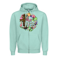 Seafoam He lives Easter with flowers Zipper Hoodie - Neo Western
