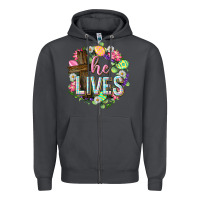 Smoke He lives Easter with flowers Zipper Hoodie - Neo Western