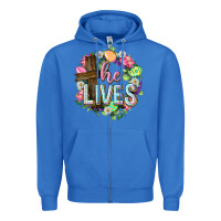True Royal He lives Easter with flowers Zipper Hoodie - Neo Western
