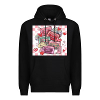Black valentine's day cassette tapes Premium Hoodie - MaliasSmallBusiness