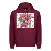 Burgundy valentine's day cassette tapes Premium Hoodie - MaliasSmallBusiness