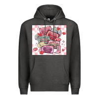 Charcoal Heather valentine's day cassette tapes Premium Hoodie - MaliasSmallBusiness