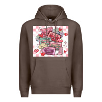 Coffee valentine's day cassette tapes Premium Hoodie - MaliasSmallBusiness