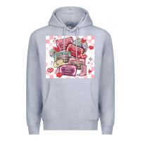 Heather Grey valentine's day cassette tapes Premium Hoodie - MaliasSmallBusiness