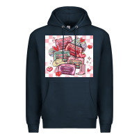 Navy valentine's day cassette tapes Premium Hoodie - MaliasSmallBusiness