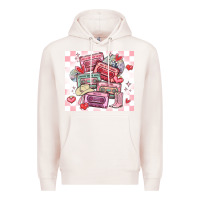 Pale Pink valentine's day cassette tapes Premium Hoodie - MaliasSmallBusiness