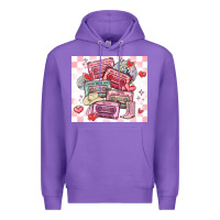 Purple valentine's day cassette tapes Premium Hoodie - MaliasSmallBusiness